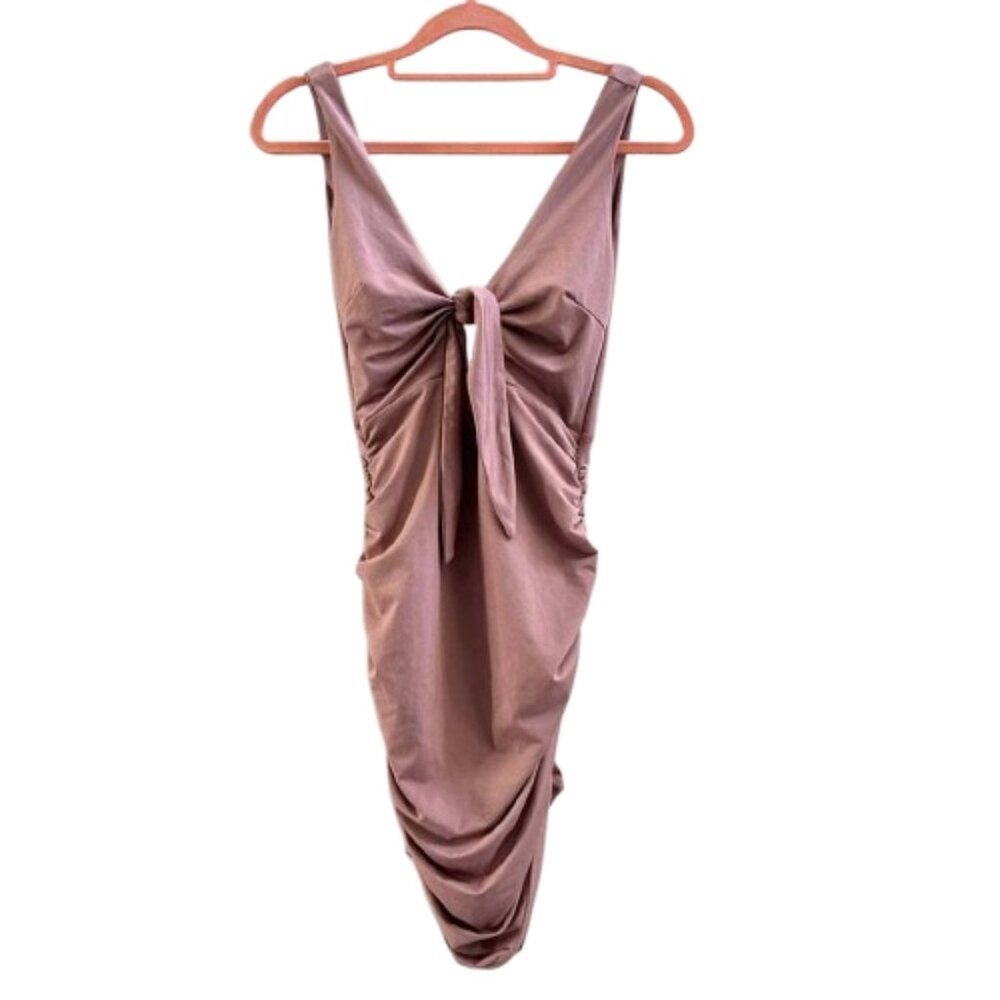 Tiger Mist Dusty Pink Got Me Tied Ruched Mini Dress Size Small - Picture 3 of 4